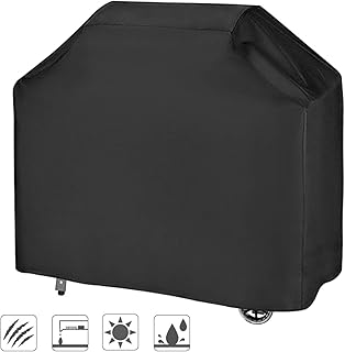 Favoto Grill Abdeckhaube Gasgrill Grillabdeckung Wasserdicht BBQ Abdeckung Cover Schutzhülle Haube Grill Abdeckplane für Weber Brinkmann Char Broil Holland Jenn Air (147x61x117cm) —Schwarz