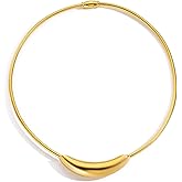 JGHIFLYE Stailess Steel Metal Curved Bar Tube Choker Necklace For Women,Statement Chunky Snake Chain Horizontal Round Tube Jewelry Necklace
