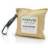 DRIVE Natural Car Air Freshener (Beige) - Best Auto Purifier is Certified Moso Bamboo Activated Charcoal 220g - Unscented Deodorizer, Drying Bag Removes Allergens & Moisture - Prevents Bacteria Mildew