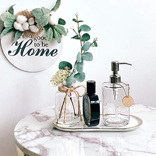 image for JASAI 16OZ Cylinder Glass Soap Dispenser with Rust Proof Stainless Ste
