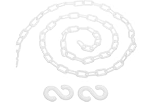 PATIKIL 13Ft Plastic Chain Barrier, Safety Link Chain with 2 S-Hooks for Crowd Control at Driveway Elevator Parking Lot, White