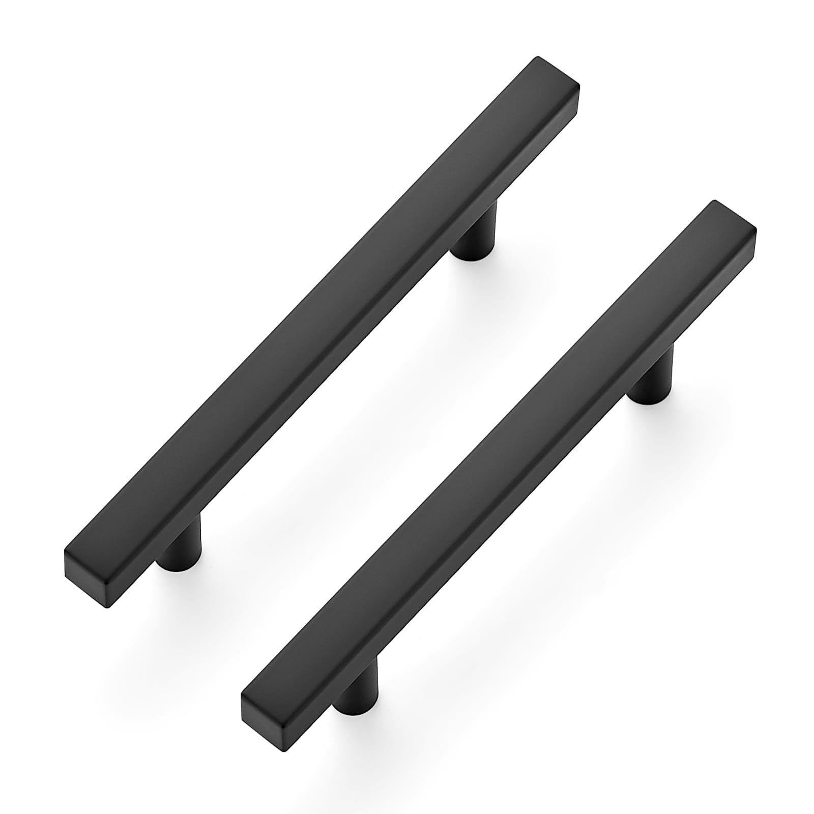 Photo 1 of 10 Pack Matte Black Cabinet Handles with 3-3/4 Inch (96 mm) Hole Center, Square Kitchen Hardware for Cabinets & Drawers, Stainless Steel Pulls, 6 Inch Overall Length