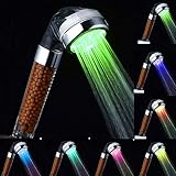 LED Shower Head, InGoo 7 Colors Changing Light Handheld High Pressure Spa Shower Head Negative Ion Sprinkler and Chlorine Double Filter Saving Water Showerhead