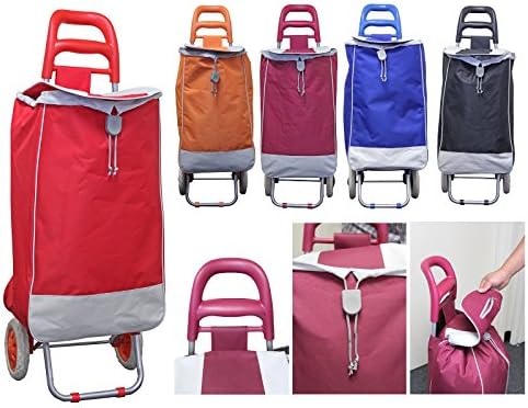 Idea-promo Folding Shopping Cart Rolling Wheels LAUNDRY GROCERY Trolley Bag (Orange)