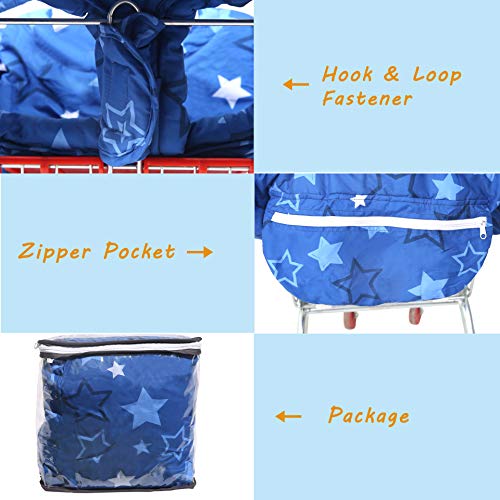 SDADI 2-in-1 Shopping Cart Cover, High Chair Cover for Baby and Toddler, Unisex for Boy or Girl, Carry Bag Attached, Blue