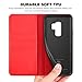 SHIELDON Galaxy S9 Plus Wallet Case [Folio Cover][Stand Feature] Premium Samsung Galaxy S9 Plus Credit Card Flip Case Protective Genuine Leather with Card Slot + Side Pocket Magnetic Closure - Red