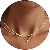 Tewiky Dainty 14k Gold Plated/Silver Cubic Zirconia Necklaces for Women, Simple CZ Jewelry Necklaces Trendy Gifts