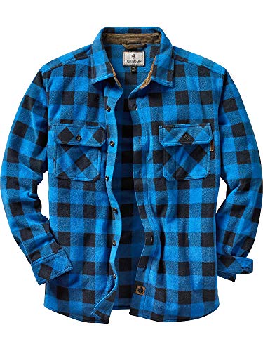Legendary Whitetails Mens Navigator Fleece Button Down Shirt, Liberty Buffalo Plaid Blue, XXX-Large Tall