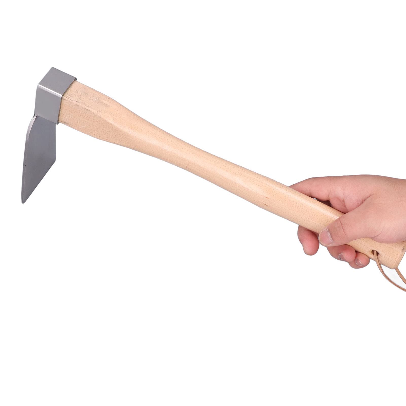Tissting Stainless Steel Garden Hoe with Short Wooden Handle 38.5cm/15.2in for Weeding and Soil Turning - Ergonomic Design Lightweight Durable Tool for Home Gardeners and DIY Enthusiasts