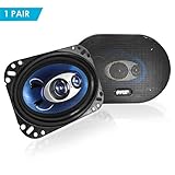 Pyle 4'' x 6'' Three Way Sound Speaker System - Pro Mid Range Triaxial Loud Audio 240 Watt per Pair  w/ 4 Ohm Impedance and 3/4'' Piezo Tweeter for Car Component Stereo PL463BL