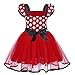 IBTOM CASTLE Toddlers Girls' Polka Dots Christmas Birthday Princess Leotard Costume Tutu Dress Up Bows Ears Headband Red+ 3D Ears 3-4 Years