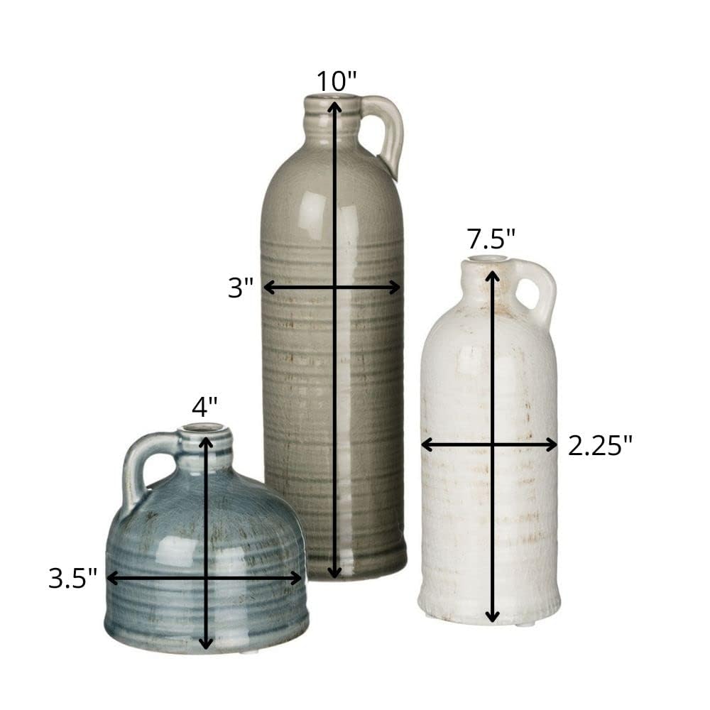 Sullivans Ceramic Jug Vase Set, Farmhouse Decor, Kitchen, Bedroom, Office, Living Room, Bathroom, & Coffee Table Centerpiece Decorations, Vases for Decor, Mantle & Shelf (CM2431) - Image 3