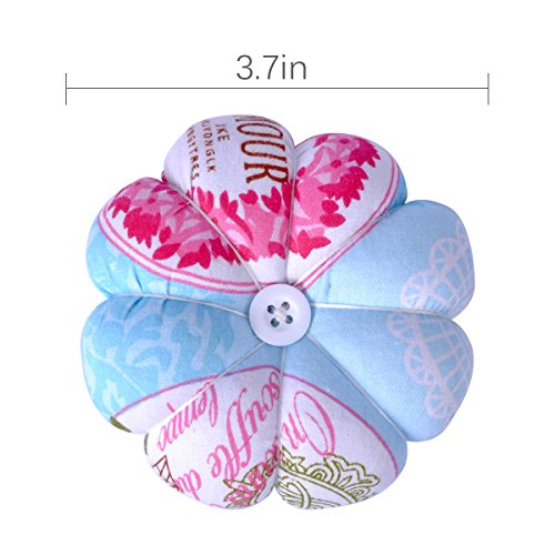 eZAKKA Pin Cushion Polka Pumpkin Wrist Pin Cushions Wearable Needle Pincushions (Baby Blue)
