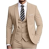 Fesenbo Men's Slim Fit 3-Piece Suit Set, Formal Wedding Tuxedo in Black, Navy Blue