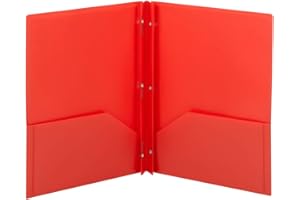 Smead Poly Two-Pocket Folder, Three-Hole Punch Prong Fasteners, Letter Size, Red, 3 Per Pack (87730)