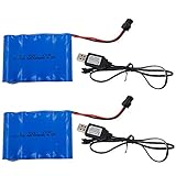 Sotodik 700mAh 6.0V Rechargeable Battery Set Ni-Cd AA for RC Car 2PCS/Set with 2PCS USB Charger(Color May Vary)