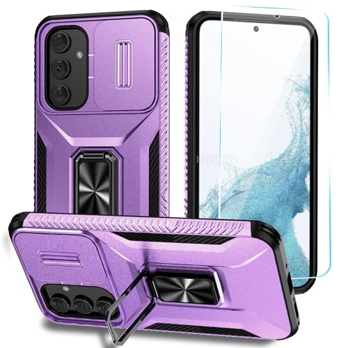 SunStory Phone Case for Samsung Galaxy A54 5G Case with HD Screen Protector & Slide Camera Cover & Kickstand, Samsung A54 5G Case [Military-Grade] Phone Case for Samsung Galaxy A54 5G (Y_Purple)