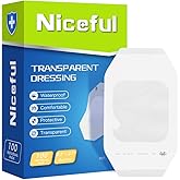 Niceful 100 Count Transparent Film Dressing 2-3/8 x 2-3/4 inch, Waterproof Bandages Post Surgical for Wound Cover Shower, Clear Bandage