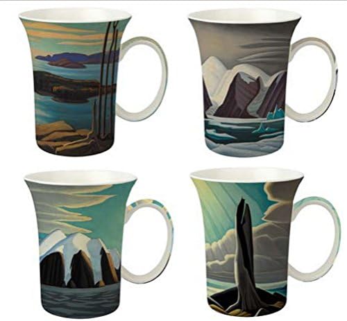 4 Lawren Harris Coffee or Tea Mugs in a Matching Box Bundle with 1 Package of 6 Tea Bags