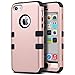 ULAK iPhone 5C Case, iPhone 5C Kids Case, Heavy Duty Shockproof Soft Silicone Rubber Hard Plastic Hybrid Protection Kidproof High Impact Case Cover for Apple iPhone 5C-Rose Gold/Black
