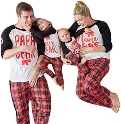 USGreatgorgeous Papa Mama Kids Baby Bear Family Matching Christmas Pajamas Sets For The Family (M(3T), Kids Only)