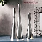 KaiPoint Long Candlesticks holders Tall modern simple Design Metal Candle Holder Candlestick Holder Nordic Living Room Dining Table Creative Retro Decoration Candelabras (L, Silver)