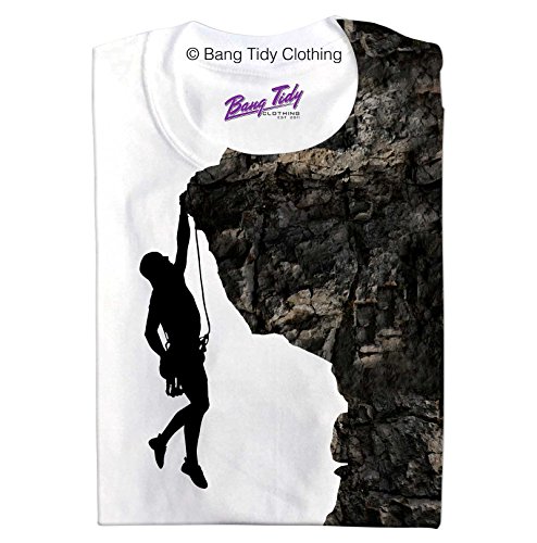 Men's Silhouette Rock Climber Climbing Scrambling Sport T Shirt White L