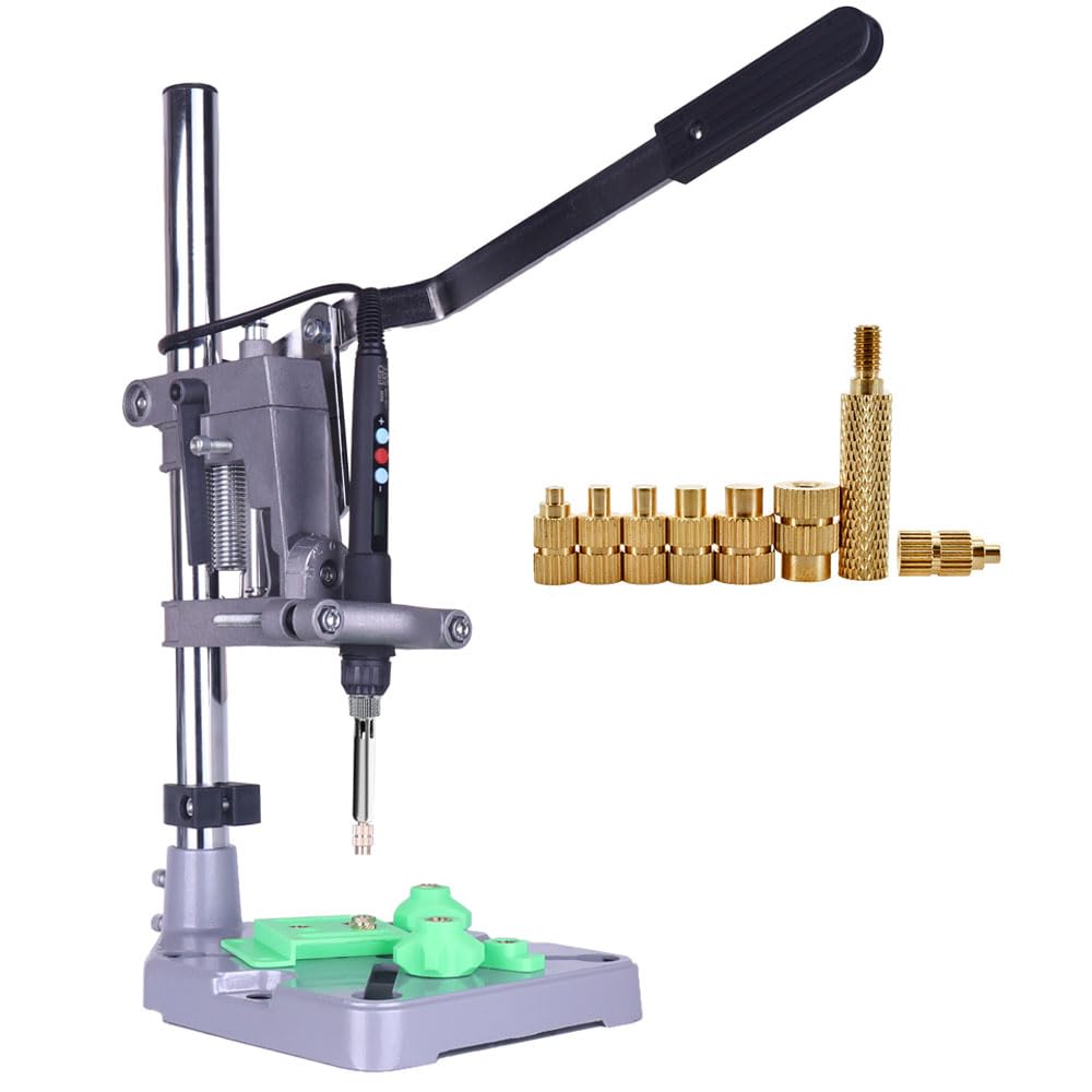 Photo 1 of Vertical Heat Press Machine-Heat Set Insert Tool with Soldering Iron, Threaded Inserts for Plastic and 3D Printing Components, and More - M2/M2.5/M3/M4/M5/M6/M8 Heat Set Tips
