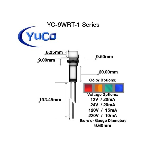 PACK-OF-10-YuCo-YC-9WRT-1R-24-10-RED-9MM-LED-INDICATOR-MINIATURE-PILOT-LIGHT-24V-AC-or-DC PACK-OF-10-YuCo-YC-9WRT-1R-24-10-RED-9MM-LED-INDICATOR-MINIATURE-PILOT-LIGHT-24V-AC-or-DC
