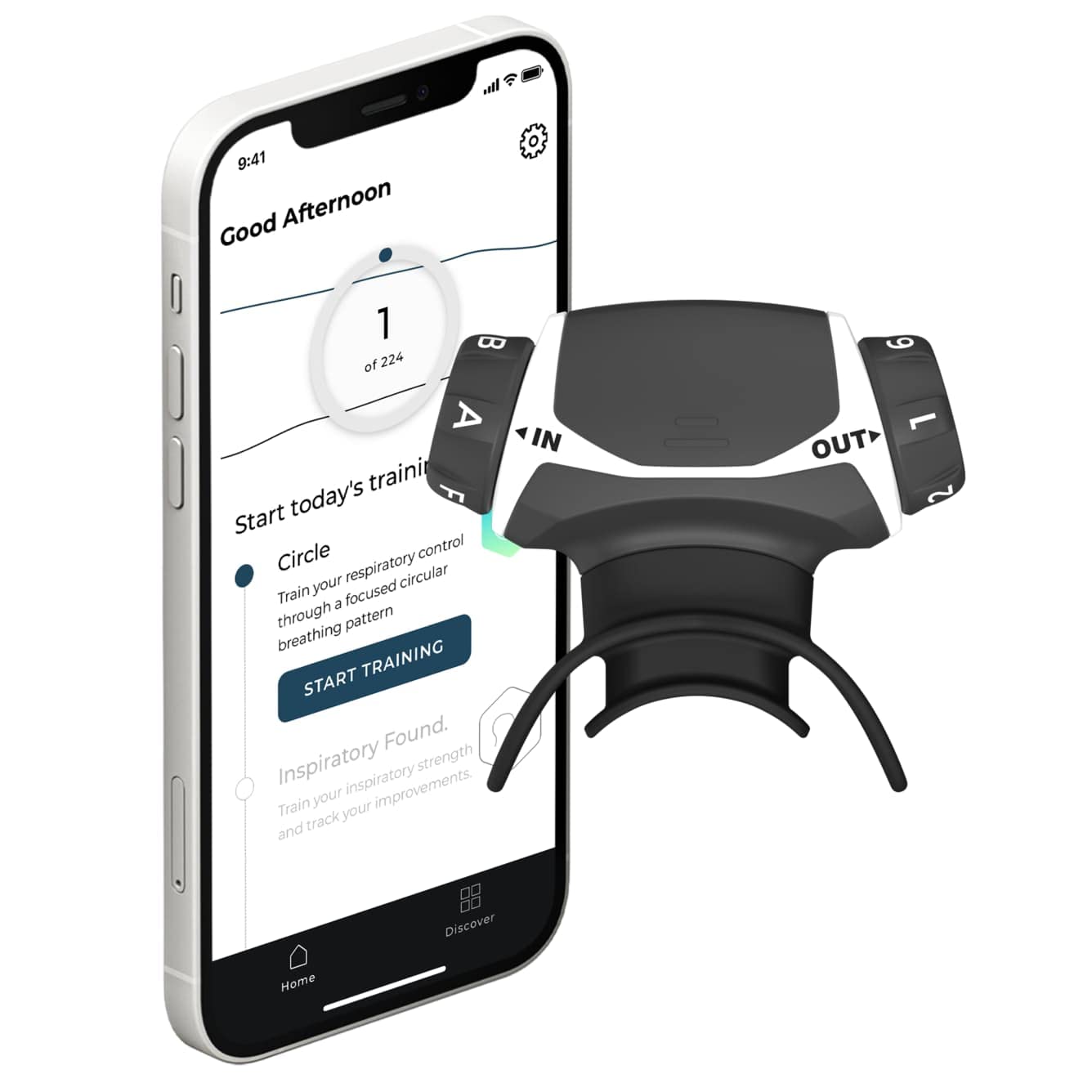 Airofit Active™ Breathing Trainer & Virtual Breathing Guided App | General Well-Being Muscle Trainer for Enhanced Lung Capacity Improved Active Lifestyle Excellent For People In Sports & Well-Being