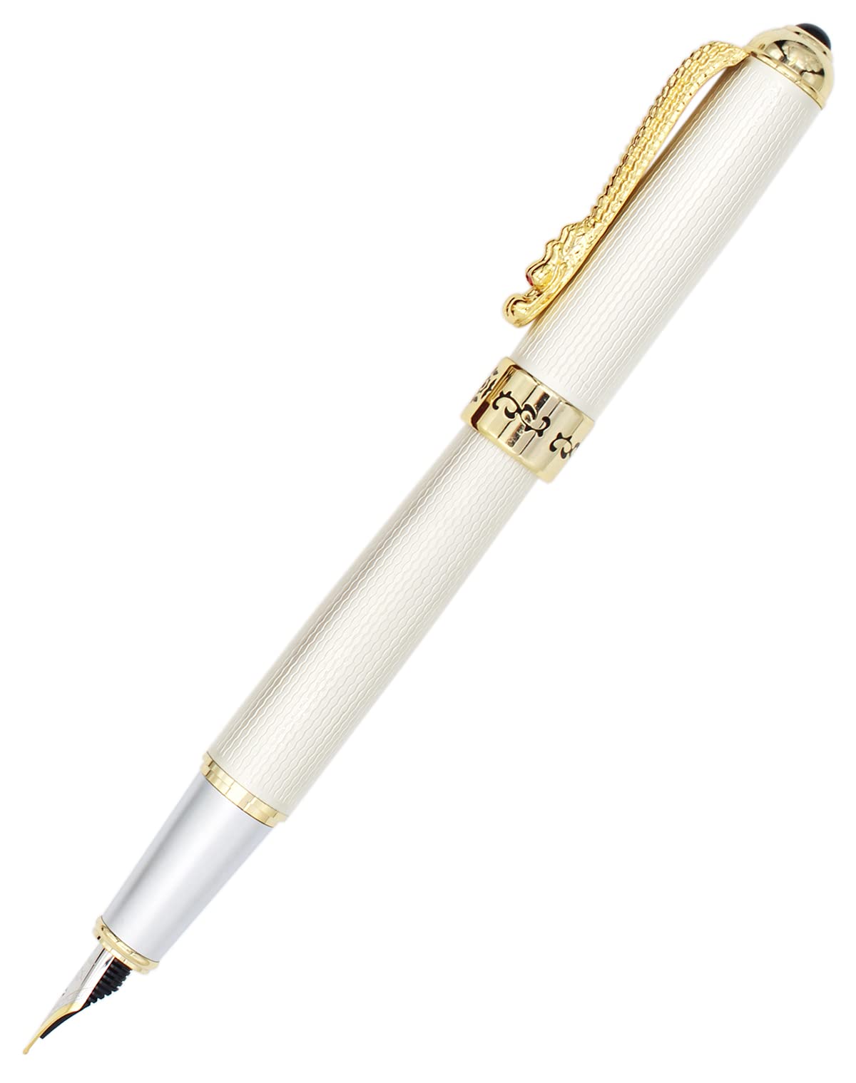 Gullor Promotion Jinhao 1000 Executive Fountain Pen White & Golden with Dragon Clip