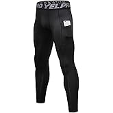 LEICHR 1/3 Pack Mens Compression Pants Running Tights Athletic Sports Baselayer Pockets Basketball Active Tights