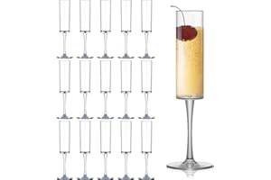 16 Pack Plastic Champagne Flutes,6 Oz Unbreakable Acrylic Clear Goblet Glasses, Reusable Champagne Toasting Cups for Party Bi