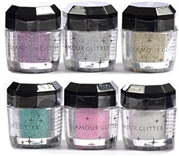 Glomour Glitter For Makeup Eye Shadow,Face Nails 6 Pcs