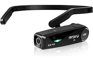 ORDRO EP6Plus 4K Vlog Camera FPV Video Camera Wearable Video Camcorder Head Mounted Camera Hands-Free, EIS6.0 Anti-Shake, 130 Wide-Angle WiFi APP Control Cameras with 32G Micro SD Card- Black