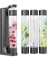 FIZZpod Soda Maker - Fizzy Drink Machine with 3 PET Bottles, 3 Caps, 1 Carbonator Cap and Manual - Make Homemade Sparkle Water, Juice, Coffee, Tea and Cocktail Drinks with Fruit - Black