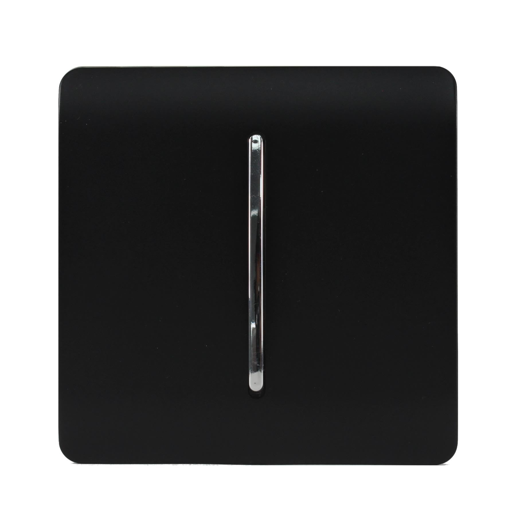 Trendi 1 Gang 2 Way 240V Screwless Raised Front Plate Plastic Artistic Modern Glossy 10 Amp Chrome Rocker Single Electrical Wall Light Switch Matt Black - ART-SS2MBK