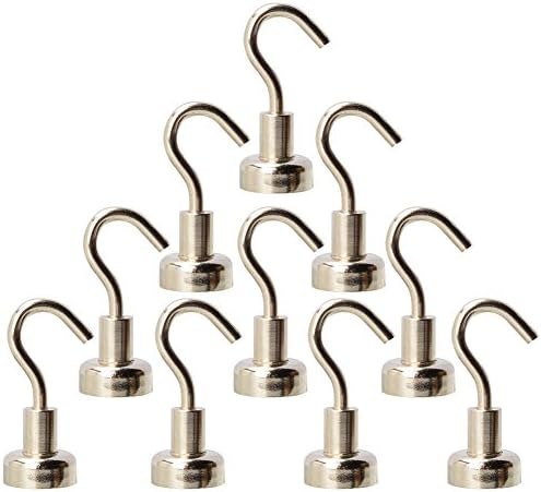 Magnetic Hook Powerful 10 LB Indoor/Outdoor Strong Steel Hooks Powerful Kitchen Refrigerator Hook Neodymium Heavy Duty Non Scratch 10 Pack GREEN BIRD