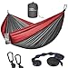 Forbidden Road Swing Camping Hammock 210D Nylon with Straps (Grey/Red, Double)