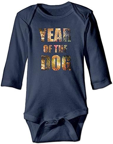 FLOP CEAD Newborn Gold 2018 Year Of The Dog Chinese New Years Long Sleeve Onesies Outfits Navy