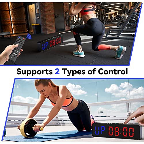 Seesii Gym Timer with Battery 3.0A, Portable Gym Interval Clock with Buttons, Countdown/UP