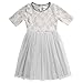 Youngland Girls' Short Sleeve Lace to Mesh Dress with Embossed Heart Applique