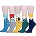 5 Pair of Cute Cat Design Women's Casual Comfortable Cotton Crew Socks