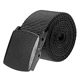 Ayliss Men Women Military Webbing Nylon Belt Hypoallergenic Plastic Automatic Buckle (One Size, Black)