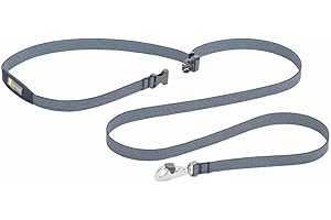 Ruffwear, Flagline Dog Leash, Lightweight Hands‑Free 6.5 ft Lead, Adjustable Waist‑Worn or Handheld, Lockable Swivel Crux Clip, Low‑Profile Pick‑Up Bag Stash Pocket, Basalt Gray