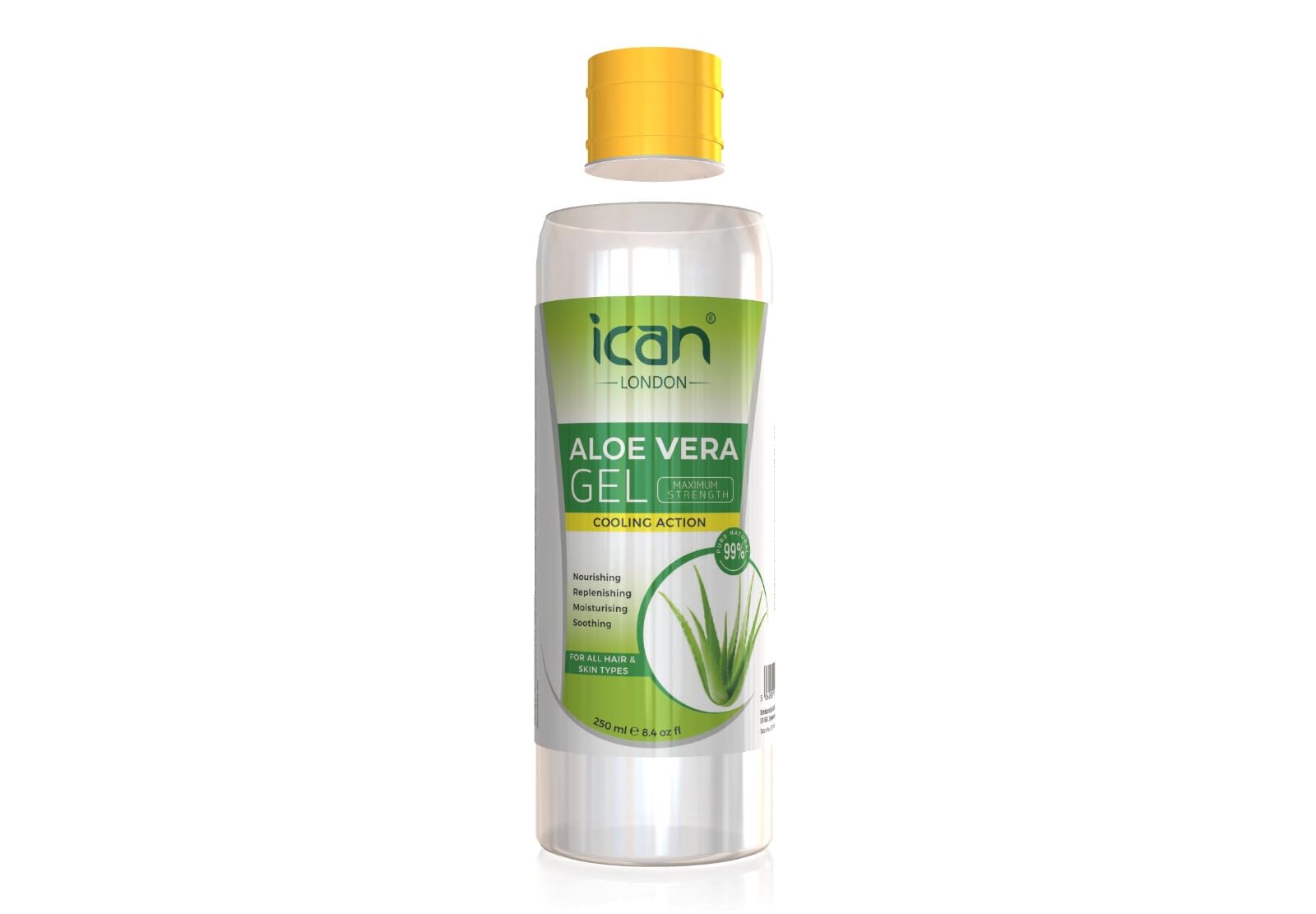 ican London Natural Aloe Vera Gel Maximum Strength Cooling Action Formula 250ml