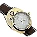 Men Digital LANSIN USB Watch Lighter Golden Metal Frame (White Dial, Brown Band)