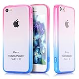 iPhone 5c Case,LUOLNH(R) iPhone 5c Cover Colorful Clear Shell Slim Case Translucent Impact Resistant Flexible TPU Soft Bumper Case Protective Shell for Apple iPhone 5c (Red/Blue)