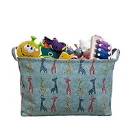 Blue Canvas Storage Bin with Giraffe Prints
