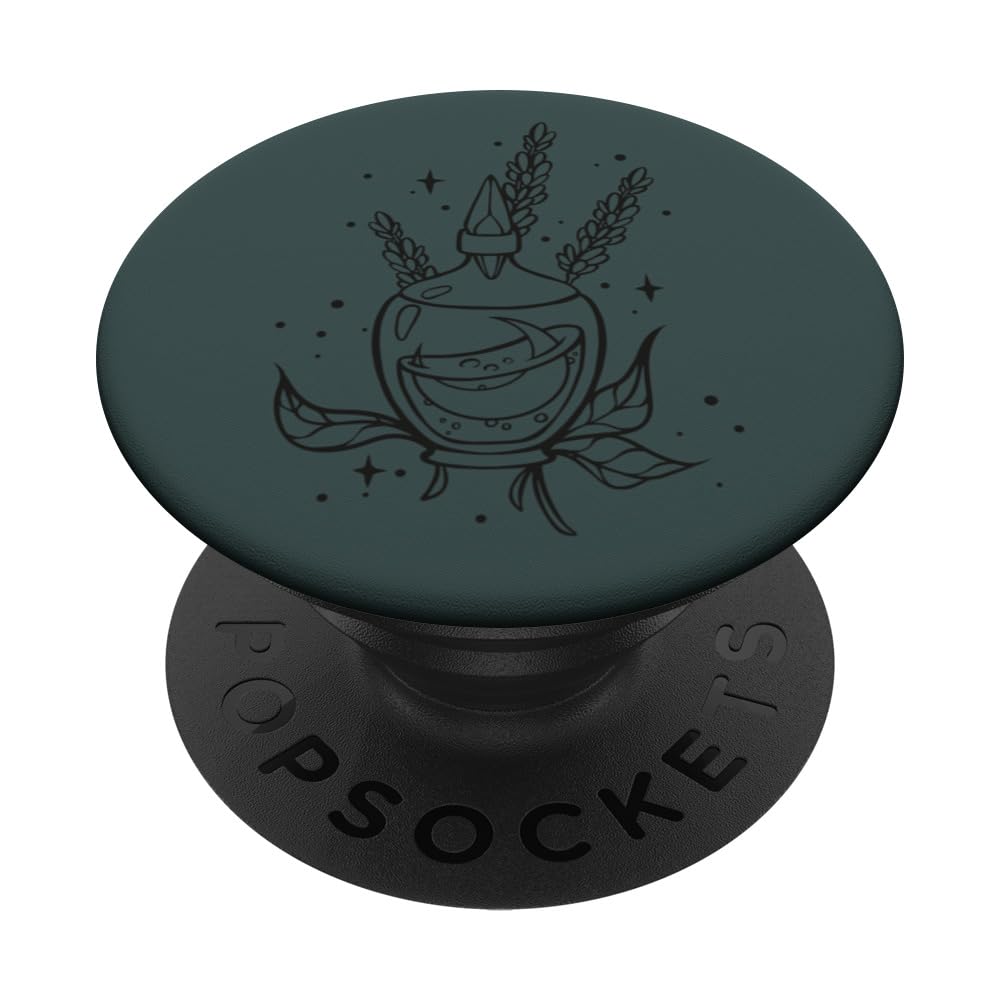 Witchcore Witch Potion Bottle inside Crescent Moon PopSockets Adhesive PopGrip